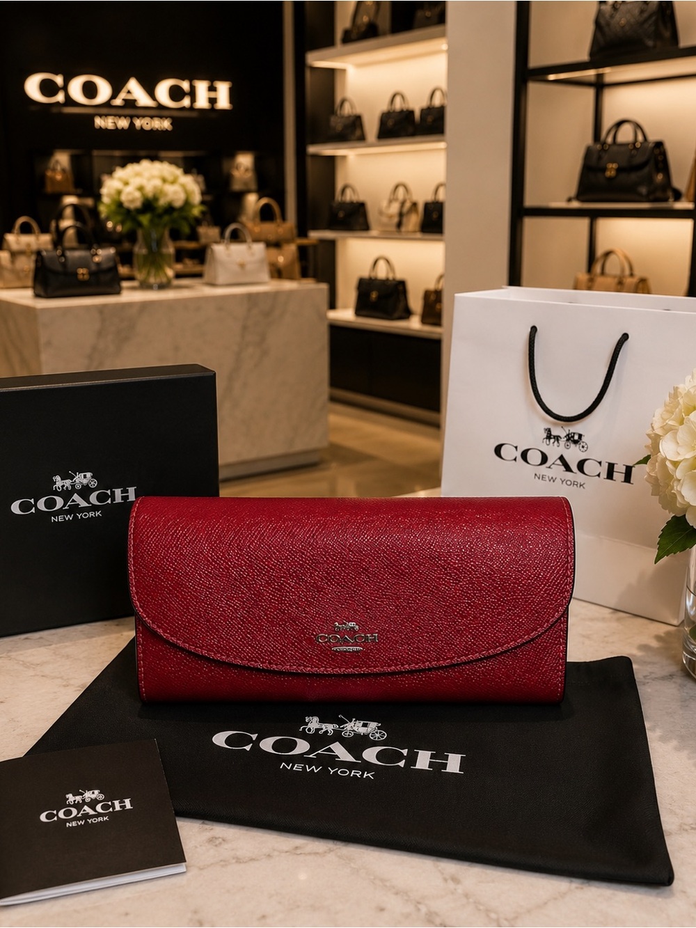 Coach red long wallet